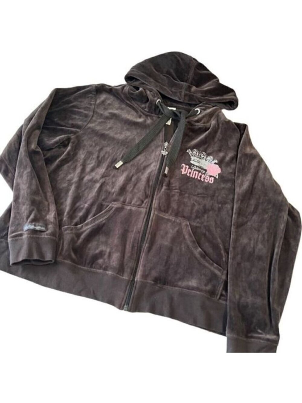 Walt Disney World Brown Velour Disney Princess Full Zip Hooded Jacket Sz XL